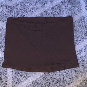 brown ribbed tube top
